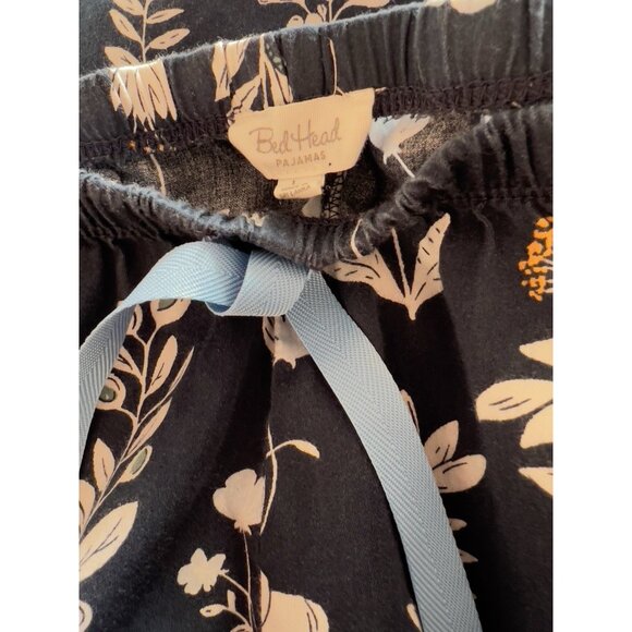 Bedhead Pajama Set Size L Classic Long Sleeve Dk Navy Blue Floral Pockets Cotton - Picture 16 of 16